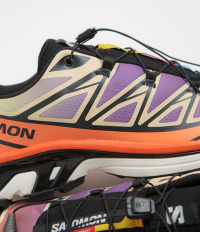 Salomon XT-6 Shoes in Black and Almond Cream / Dragon Fire