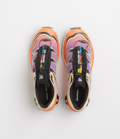 Salomon XT-6 Shoes in Black and Almond Cream / Dragon Fire
