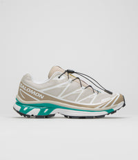 Salomon XT-6 Shoes in Rainy Day and Chinchilla / Dynasty Green