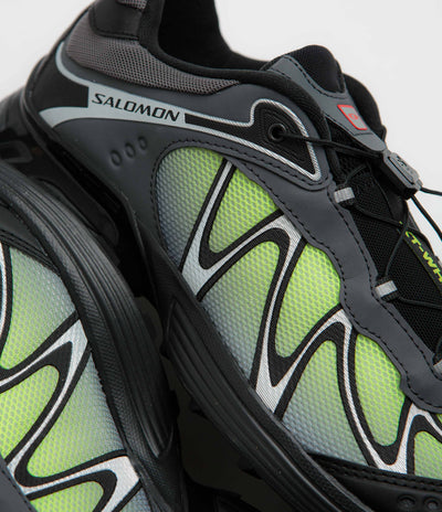 Salomon XT-Whisper Shoes in Black and Asphalt / Acid Lime