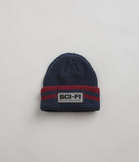 Sci-Fi Fantasy Reflective Patch Beanie in Navy and Red