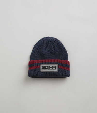 Sci-Fi Fantasy Reflective Patch Beanie in Navy and Red