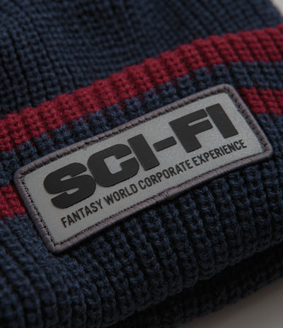 Sci-Fi Fantasy Reflective Patch Beanie in Navy and Red
