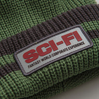 Sci-Fi Fantasy Reflective Patch Beanie - Olive / Grey thumbnail