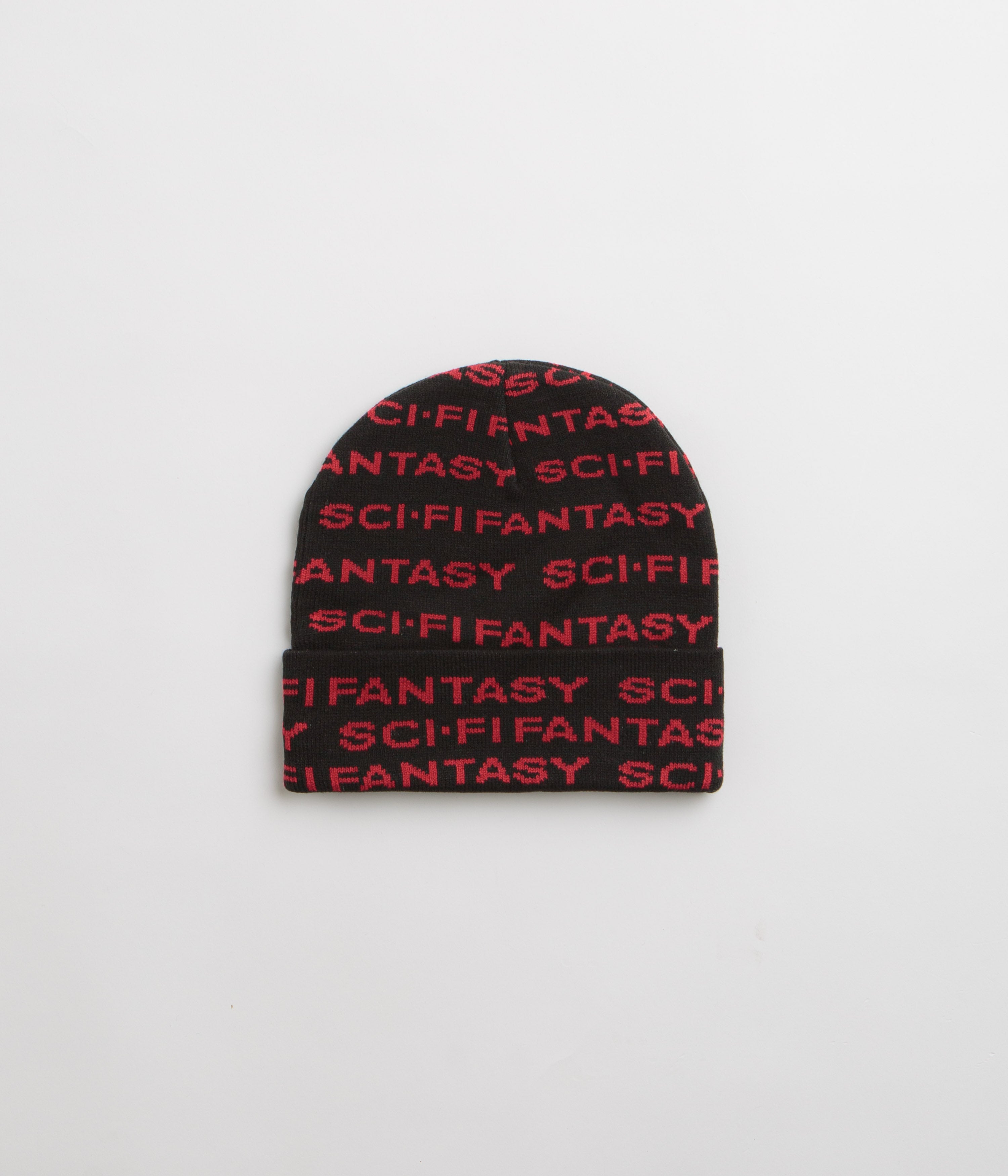 Sci-Fi Fantasy Repeat Logo Beanie in Black