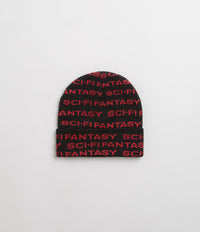Sci-Fi Fantasy Repeat Logo Beanie in Black