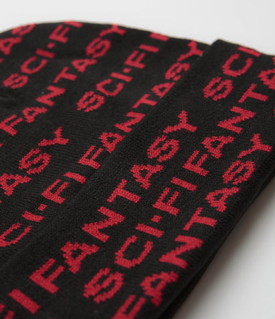 Sci-Fi Fantasy Repeat Logo Beanie in Black