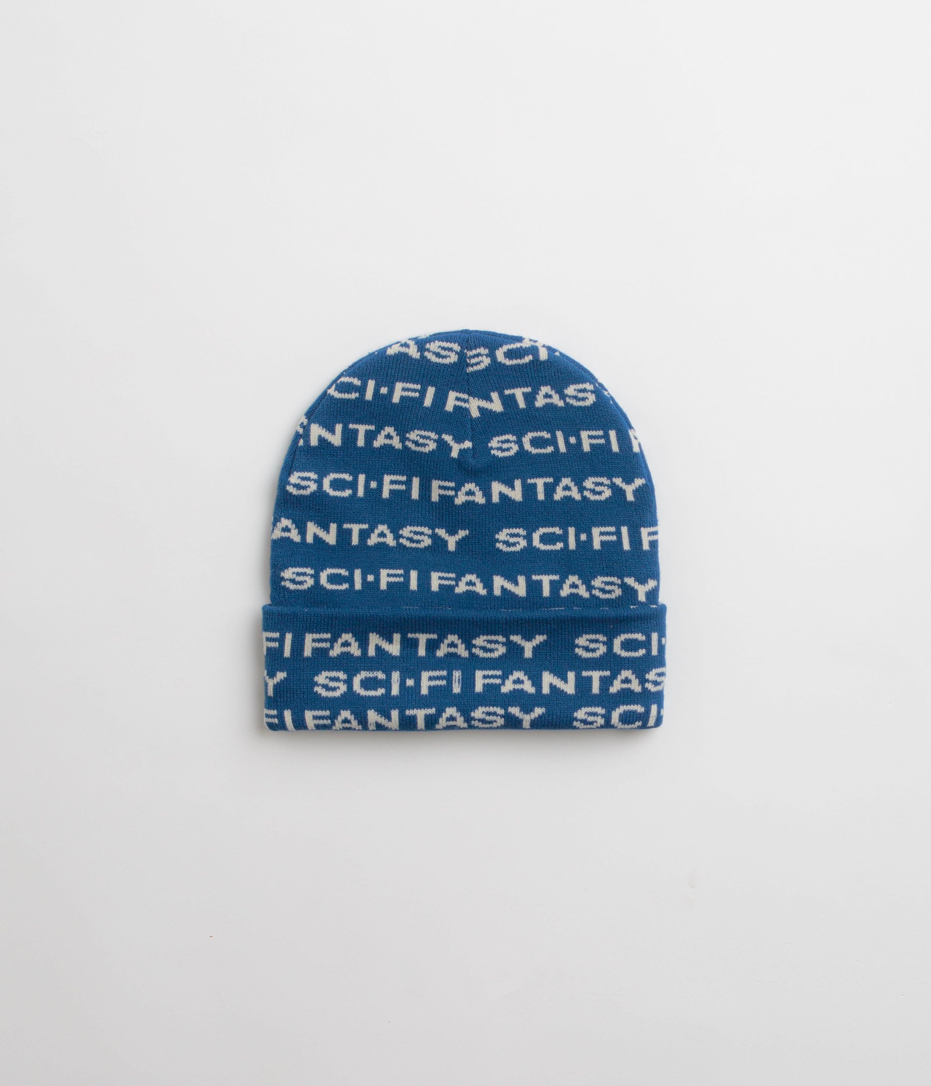 Sci-Fi Fantasy Repeat Logo Beanie in Blue