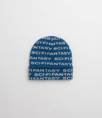 Sci-Fi Fantasy Repeat Logo Beanie in Blue