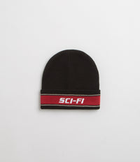 Sci-Fi Fantasy Striped Logo Beanie in Black