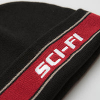 Sci-Fi Fantasy Striped Logo Beanie in Black thumbnail