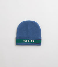 Sci-Fi Fantasy Striped Logo Beanie in Blue