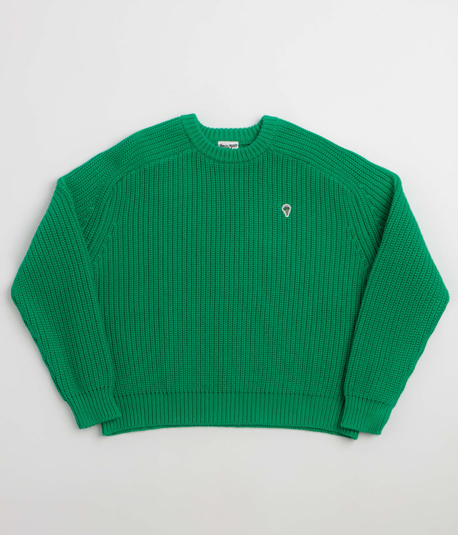 Service Works Artichoke Chunky Knit Crewneck Sweatshirt in Derry Green