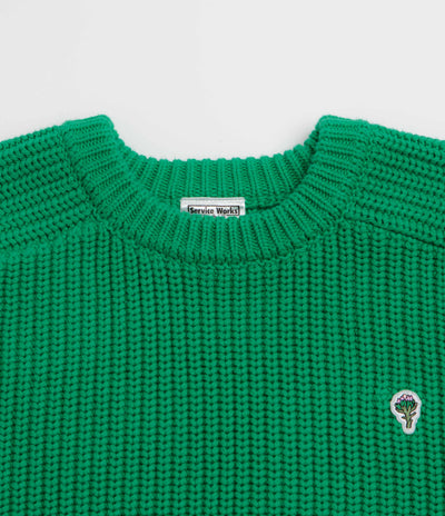 Service Works Artichoke Chunky Knit Crewneck Sweatshirt - Derry Green