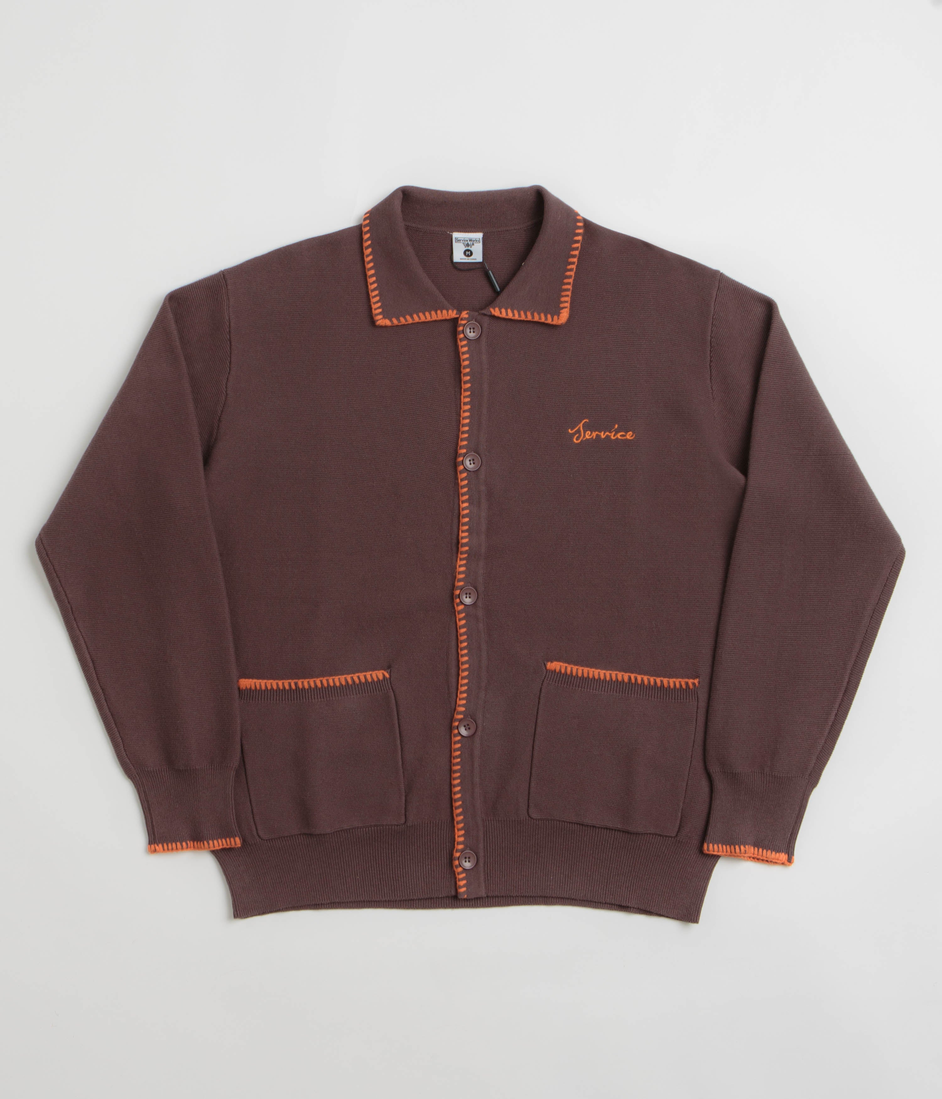 Service Works Blanket Stitch Cardigan in Brown