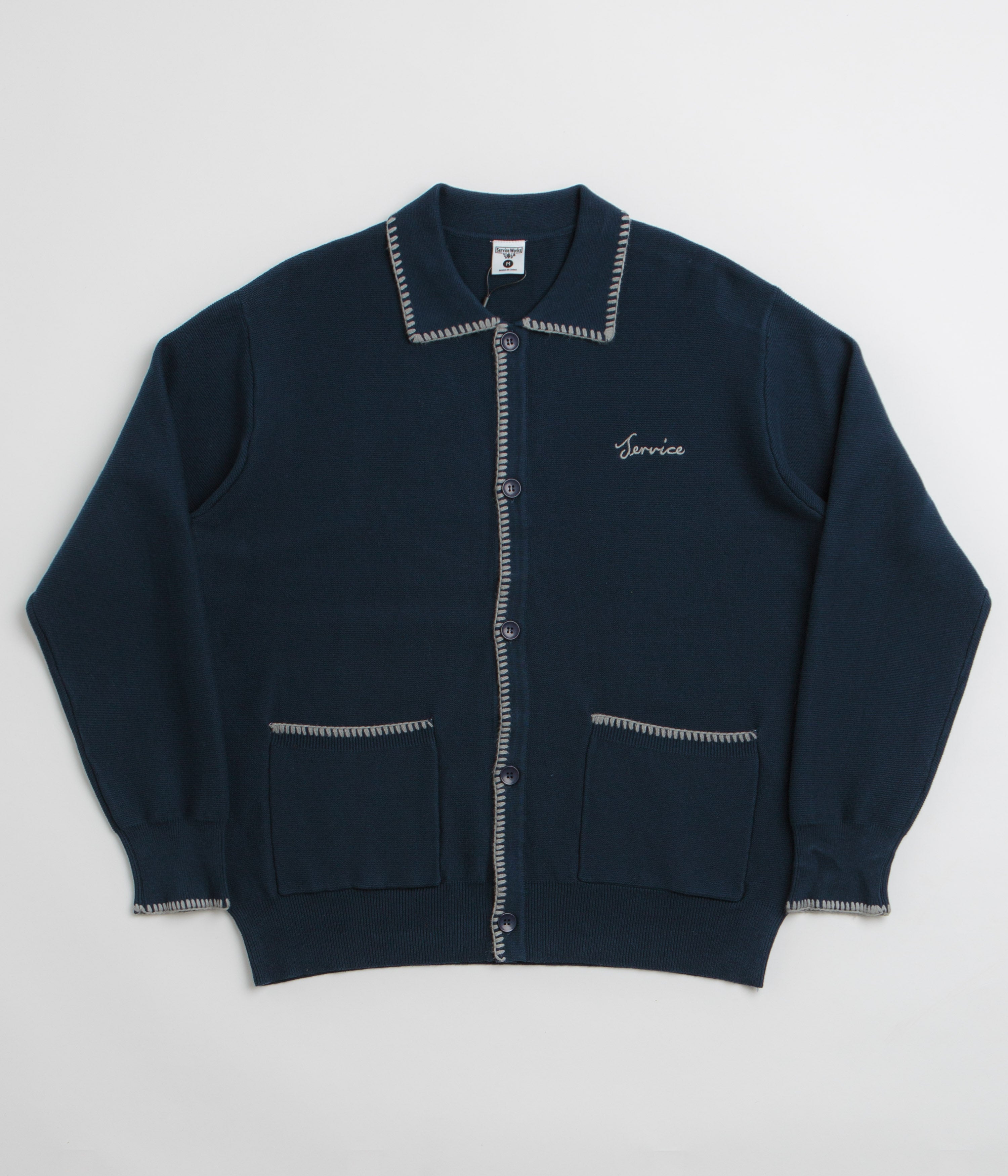 Service Works Blanket Stitch Cardigan in Navy