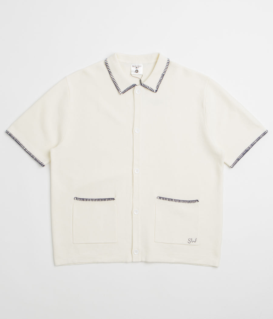 Service Works Blanket Stitch Knit Short Sleeve Shirt - Off-White