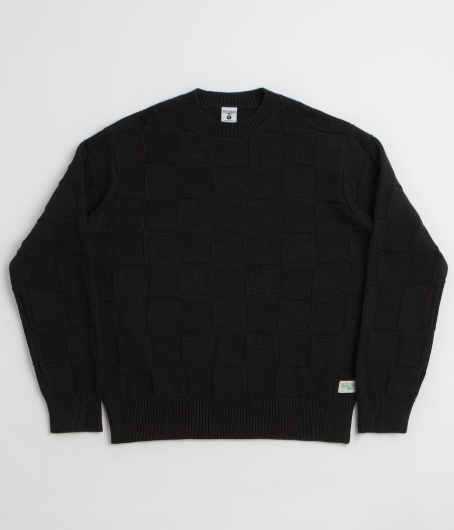 Service Works Check Knit Crewneck Sweatshirt in Black