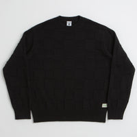 Service Works Check Knit Crewneck Sweatshirt in Black thumbnail