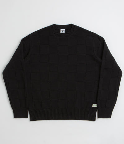 Service Works Check Knit Crewneck Sweatshirt in Black