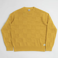 Service Works Check Knit Crewneck Sweatshirt in Ochre thumbnail