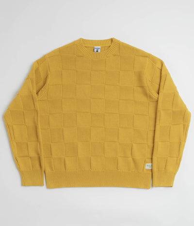 Service Works Check Knit Crewneck Sweatshirt in Ochre