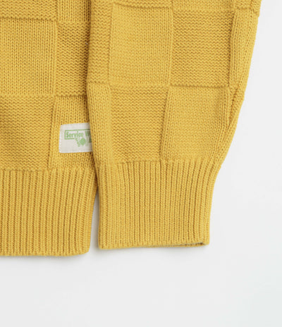 Service Works Check Knit Crewneck Sweatshirt in Ochre