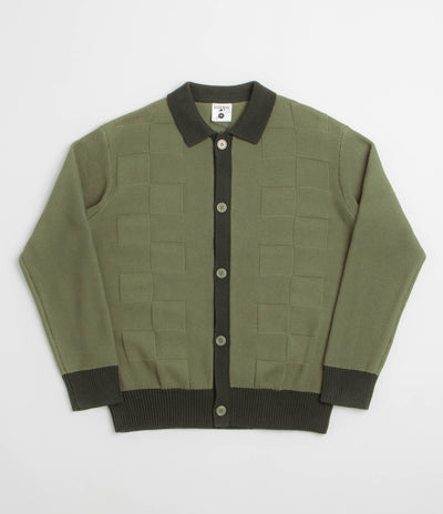 Service Works Check Panel Cardigan - Olive