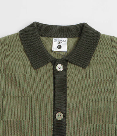 Service Works Check Panel Cardigan - Olive