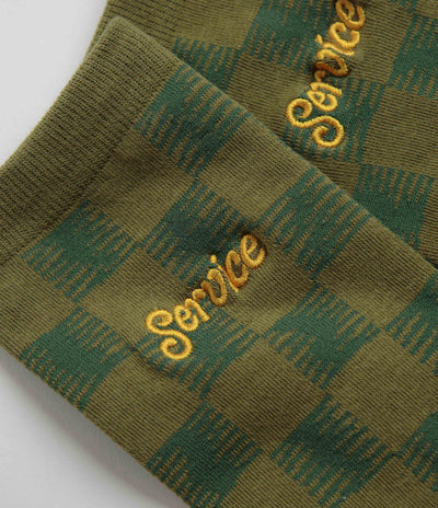 Service Works Checker Socks in Green Checker