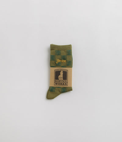 Service Works Checker Socks in Green Checker