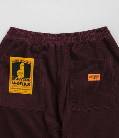 Service Works Classic Corduroy Chef Pants in Plum