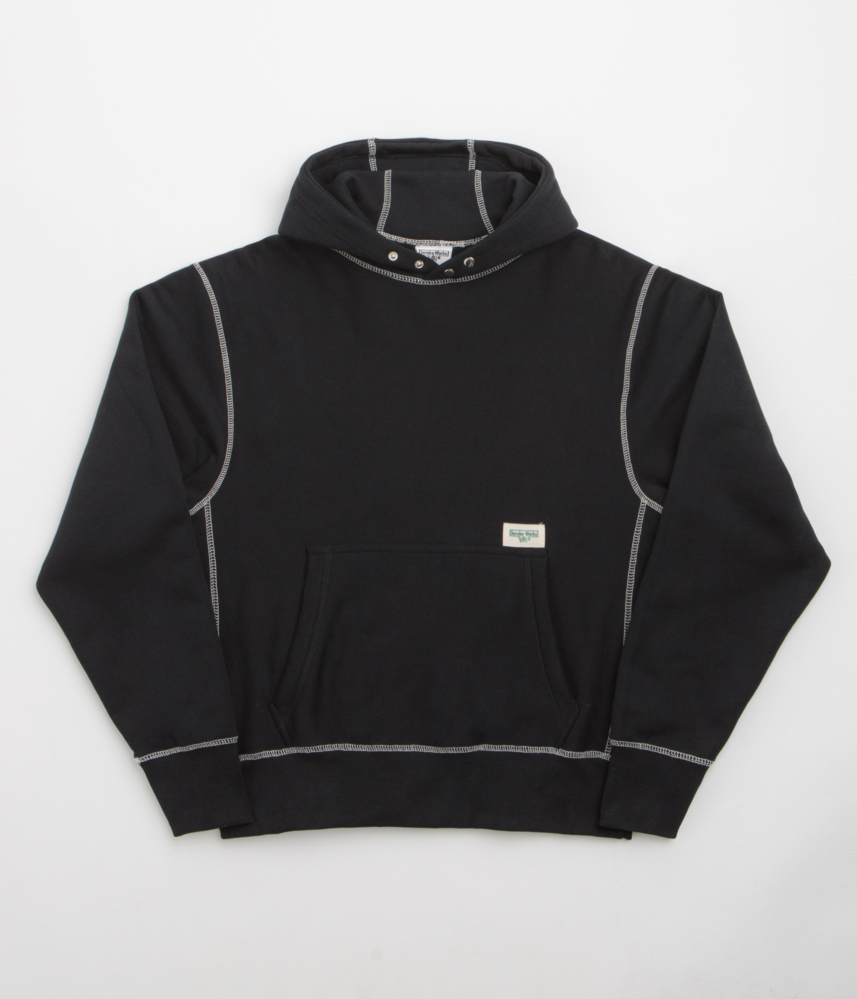 Service Works Contrast Stitch Hoodie in Black