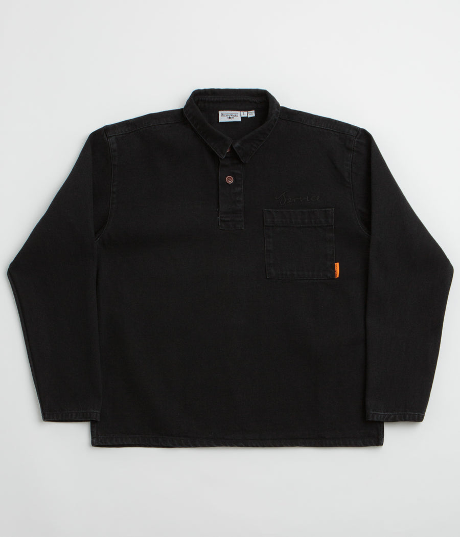 Service Works Denim Script Popover Shirt in Dark Wash