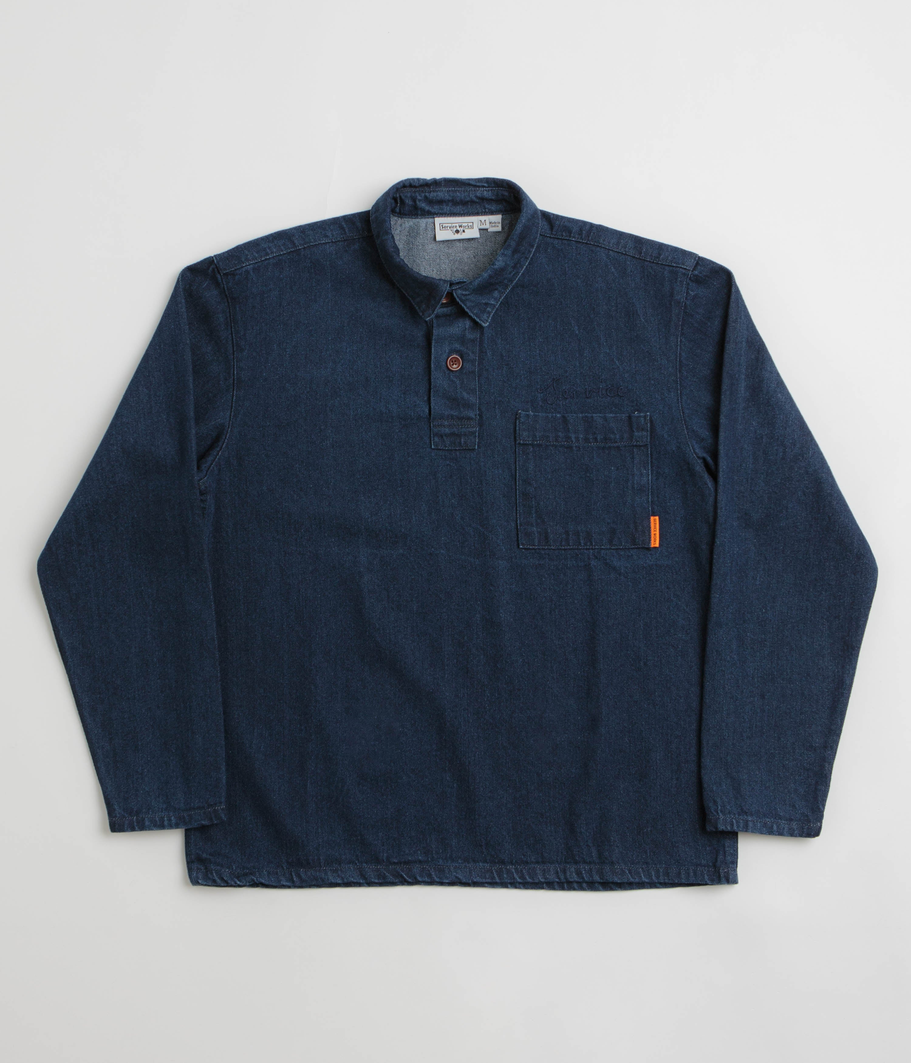 Service Works Denim Script Popover Shirt in One Wash