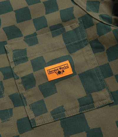 Service Works Drill Printed FOH Jacket in Olive Checker
