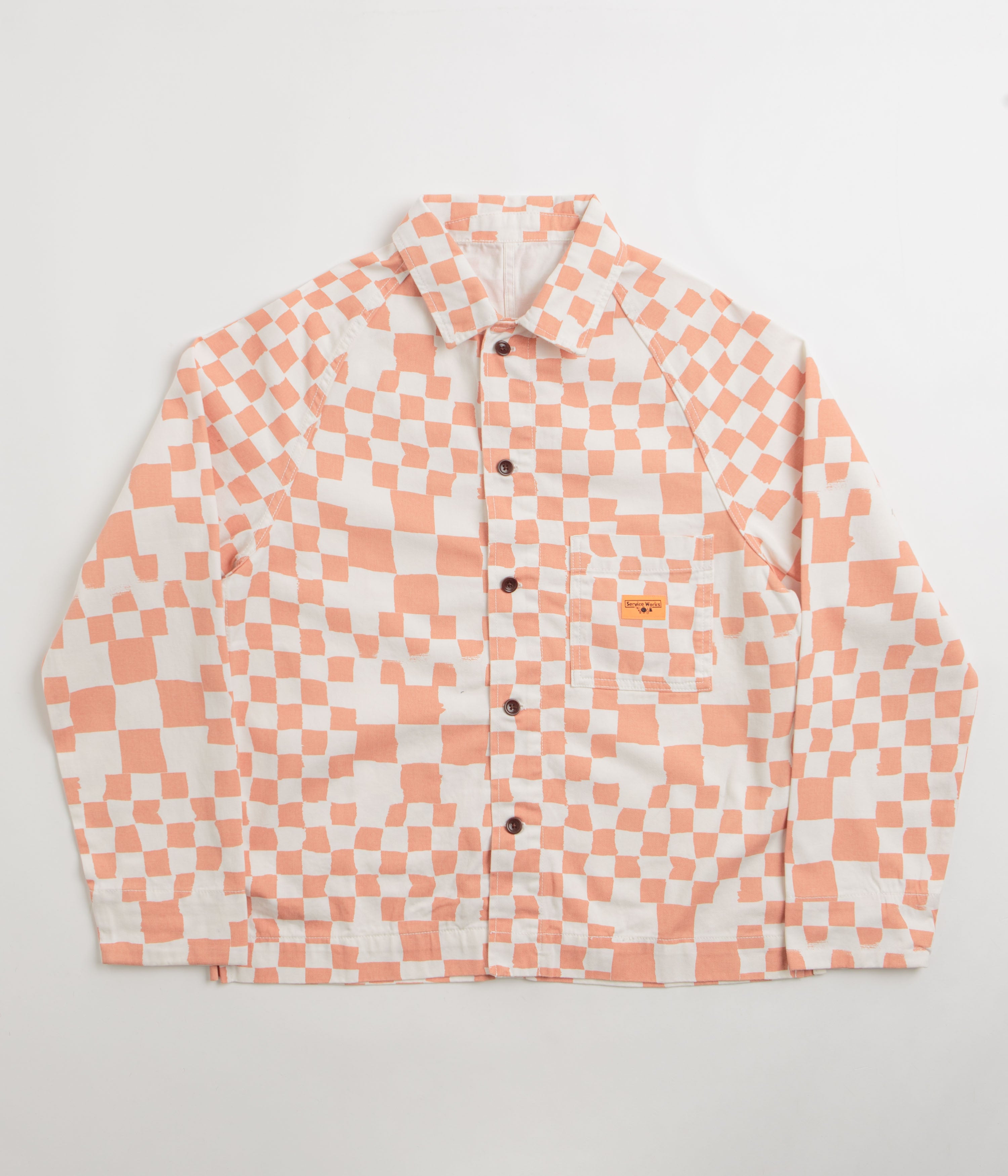 Service Works Drill Printed FOH Jacket in Salmon Checker