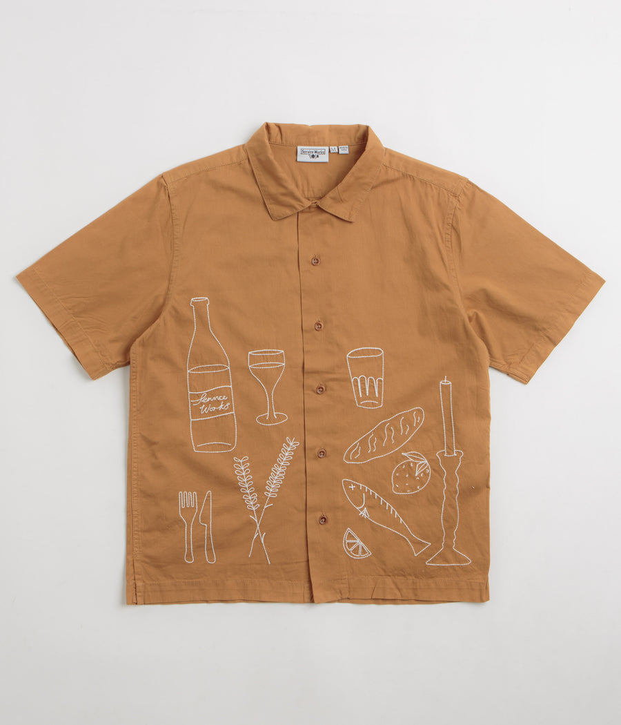 Service Works Light Twill Picnic Short Sleeve Shirt in Burnt Sugar