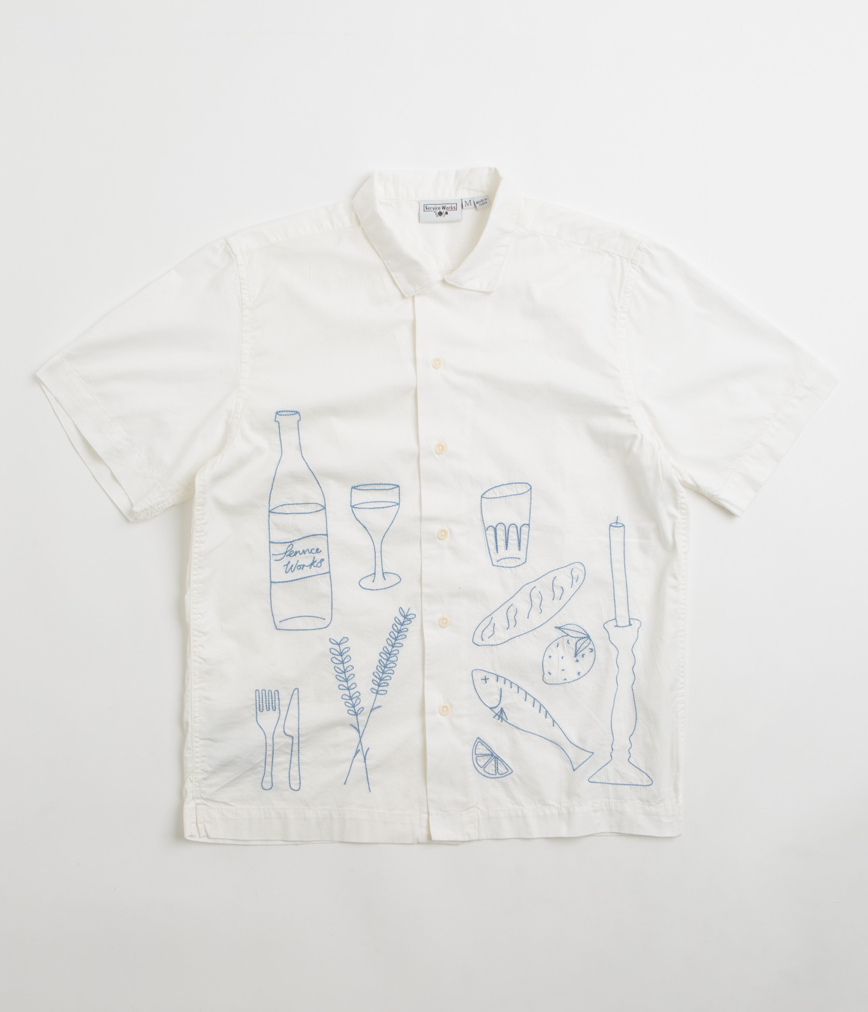 Service Works Light Twill Picnic Short Sleeve Shirt in Off White