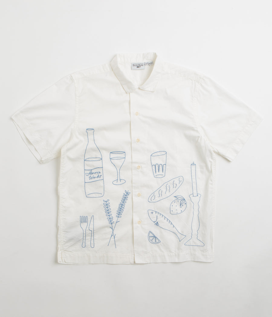 Service Works Light Twill Picnic Short Sleeve Shirt in Off White