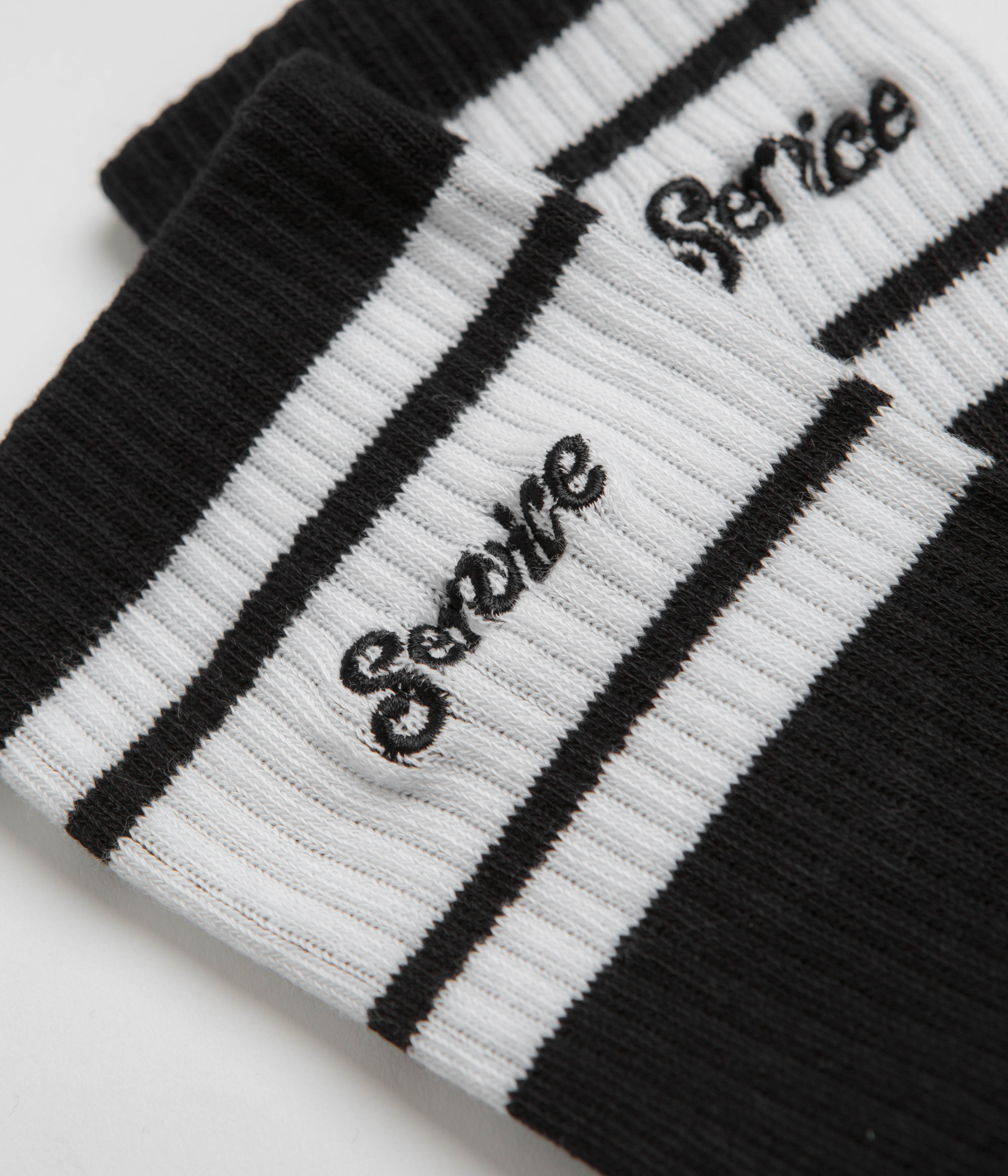 Service Works Logo Ringer Socks - Black | flatspot
