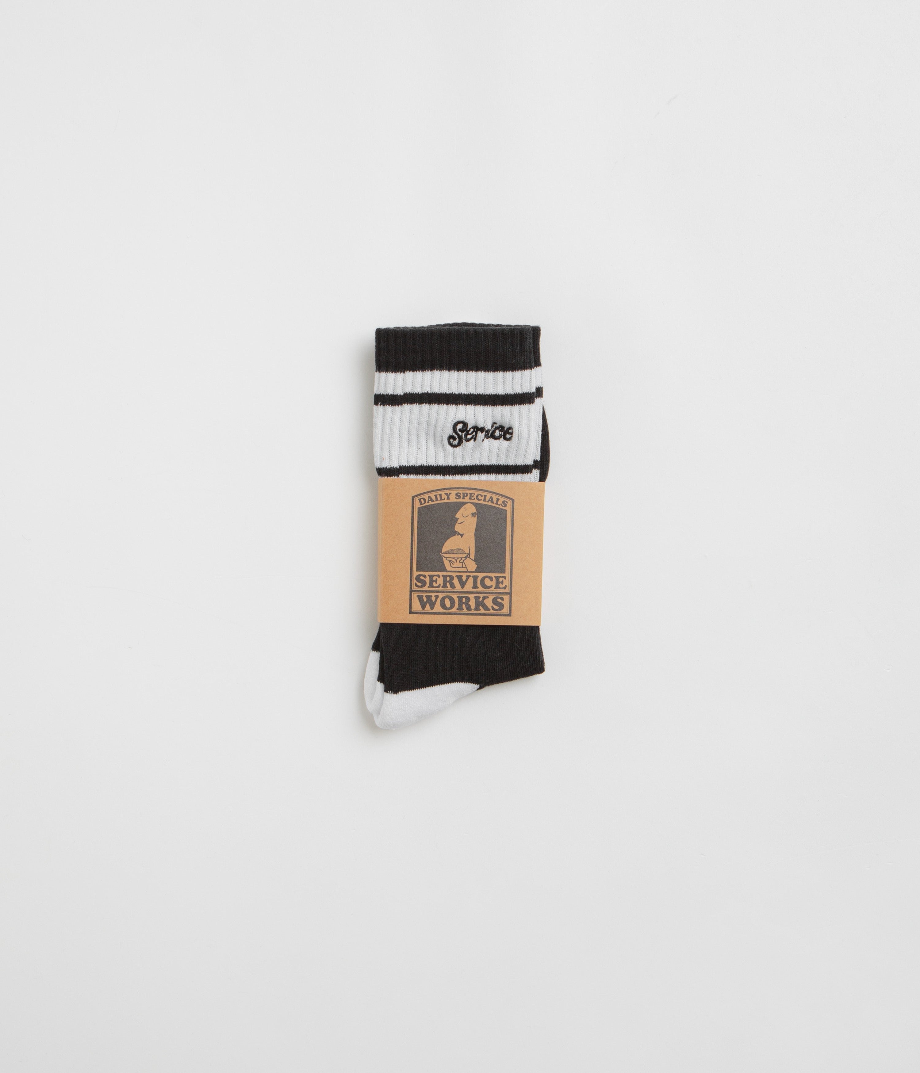 Service Works Logo Ringer Socks - Black | flatspot