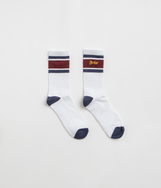 Service Works Logo Ringer Socks - White | flatspot