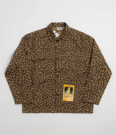 Service Works Patterned Easy Chef Shirt - Brown Leopard