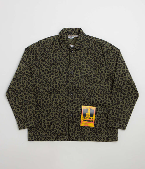 Service Works Patterned Easy Chef Shirt - Green Leopard