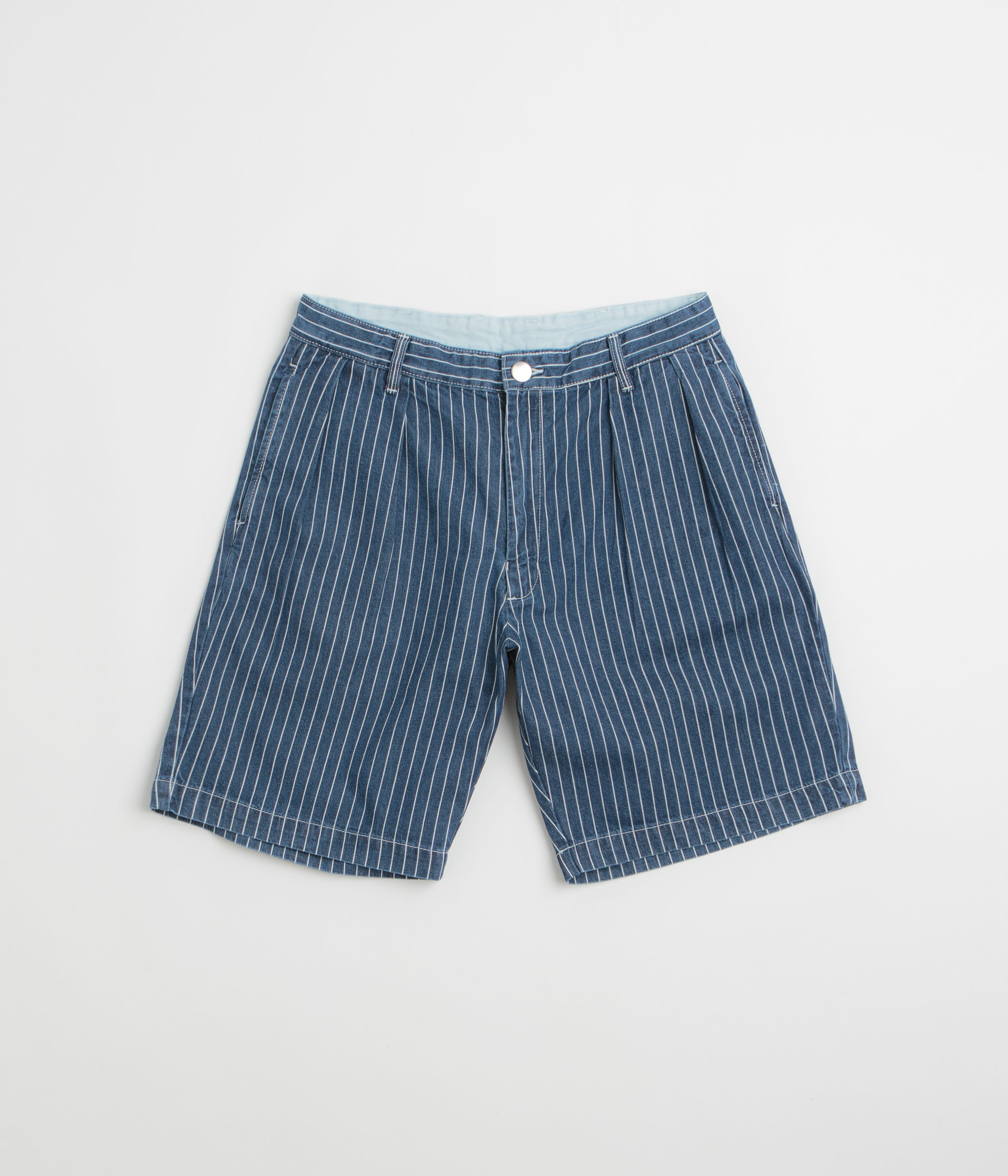 Service Works Pinstripe Denim Part Timer Shorts in Indigo