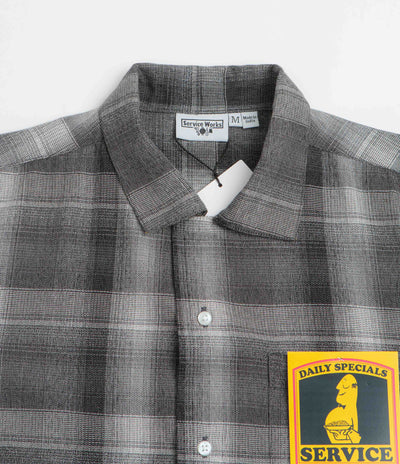 Service Works Plaid Resort Short Sleeve Shirt - Black