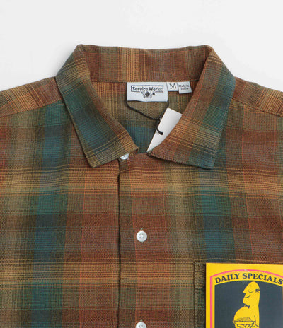 Service Works Plaid Resort Short Sleeve Shirt - Brown