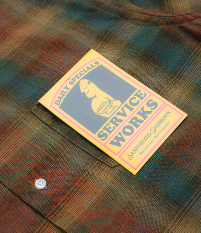 Service Works Plaid Resort Short Sleeve Shirt - Brown