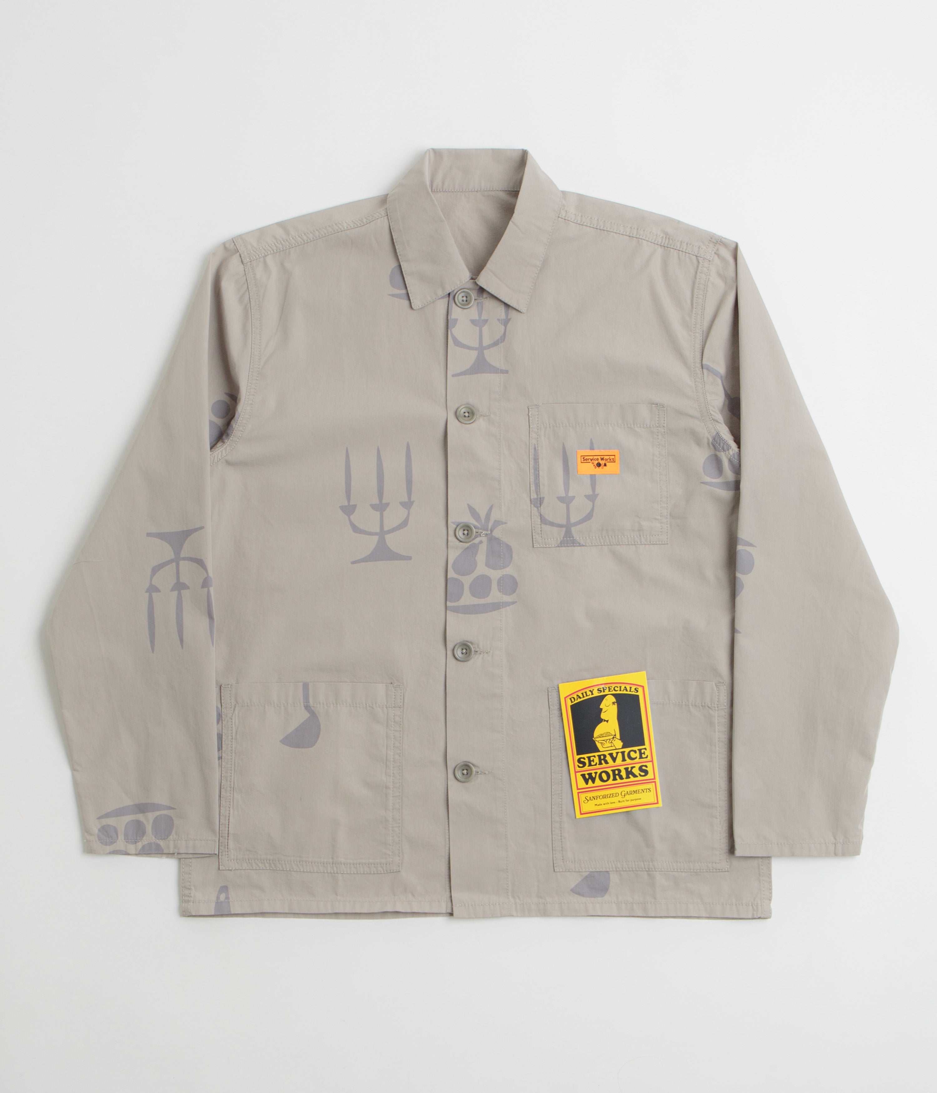 Service Works Poplin Printed Chore Shirt in Stone